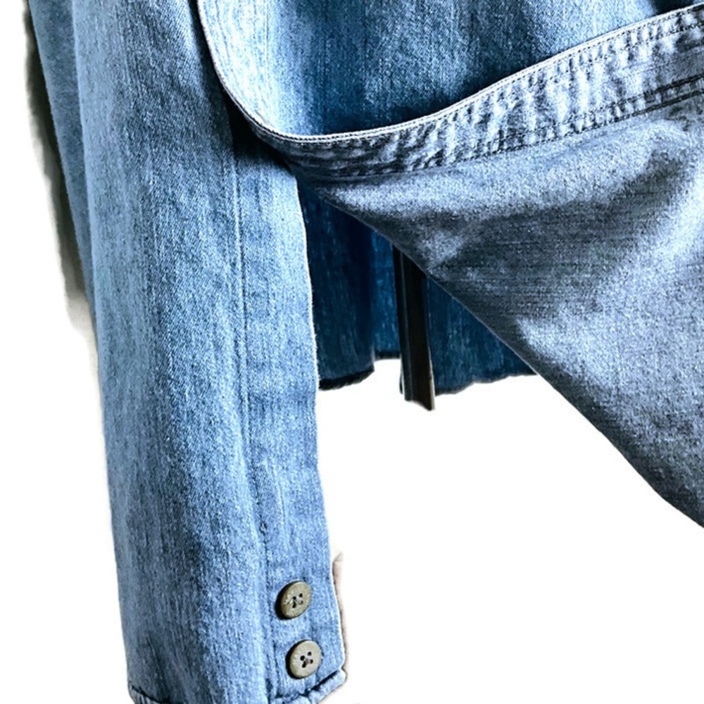Vintage Harley Davidson Men’s Mandarin Collar Long Sleeve Shirt in Denim Blue - Picture 7 of 12
